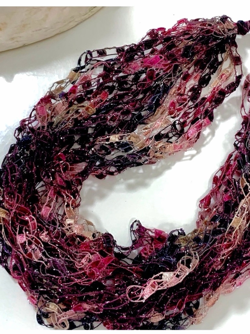 Shades of Plum Ribbon Chain Necklace